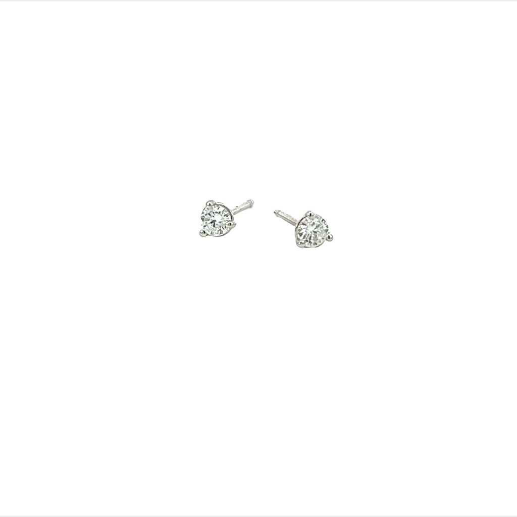 Round Brilliant Cut Diamond Studs 0.20cttw I/SI2 14Kt White Gold Martini Pushbacks