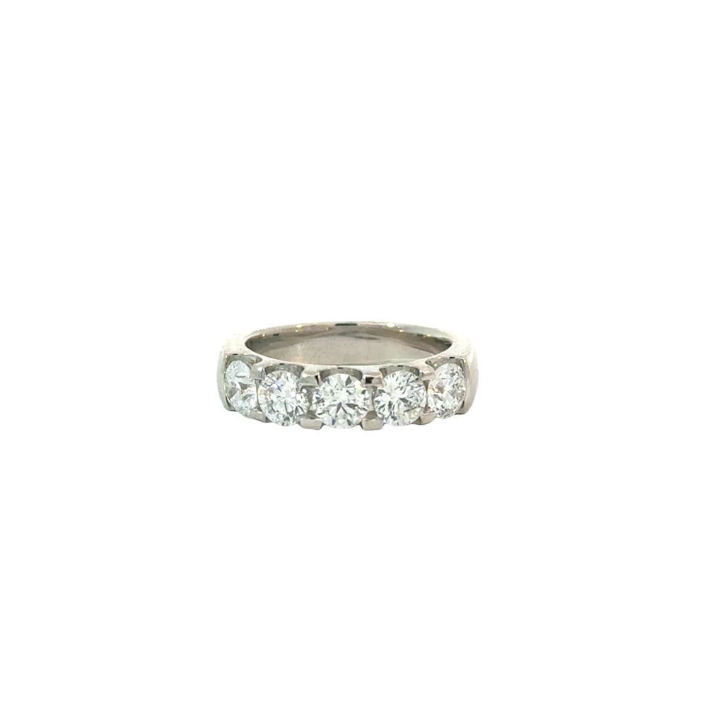 Platinum Five Stone Band With Round Diamonds Weighing 2.04cttw