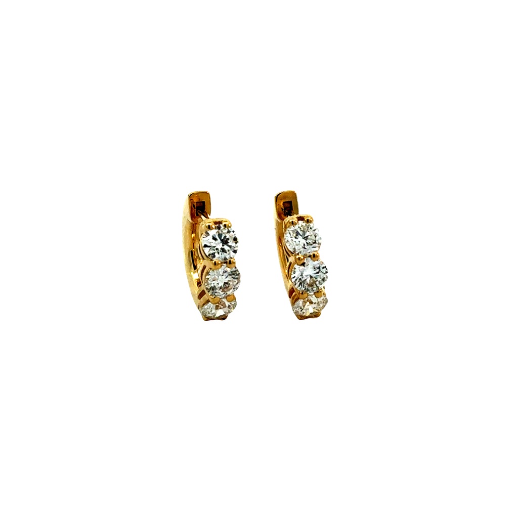 14Kt Yellow Gold Hoops With (6) Round Diamonds Weighing 1.83cttw