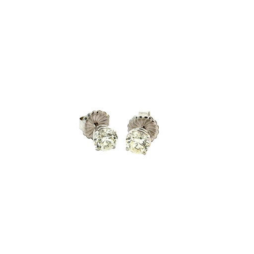 Round Brilliant Cut Diamond Studs 1.80cttw J/SI 14Kt White Gold Basket Set Pushbacks