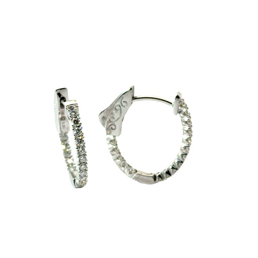 [EDD6476_OV-847] 14Kt White Gold In/Out Hoops With (32) Round Diamonds Weighing 0.50cttw