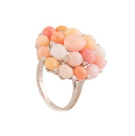 [AB657-B_PL_W_02] 18Kt White Gold Unico Pearl And Diamond Ring 0.25cttw