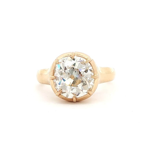 [ORD340OM-O] 18Kt Yellow Gold Ring With An Old Mine Cut Diamond Weighing 3.40ct