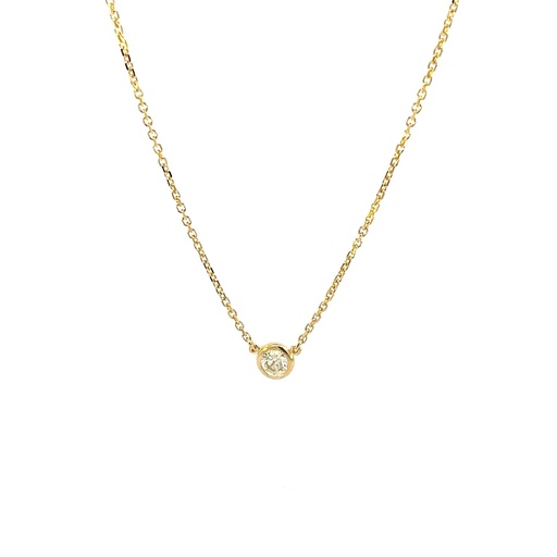 [C10-15-Y] 14Kt Yellow Gold Solitaire Necklace With A Round Diamond Weighing 0.15ct 