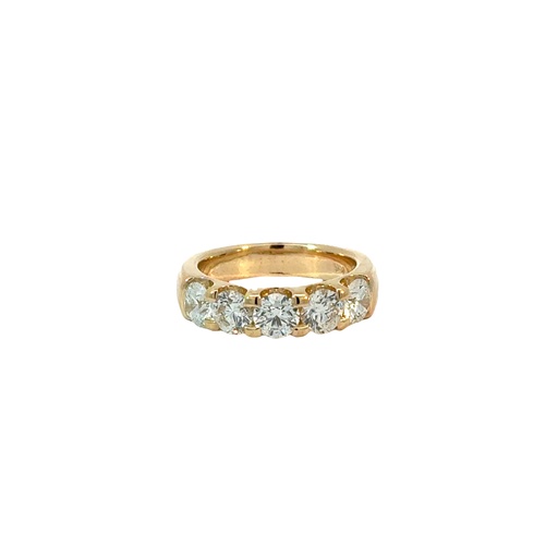 [S15748] 14Kt Yellow Gold Five Stone Band With Round Diamonds Weighing 2.27cttw