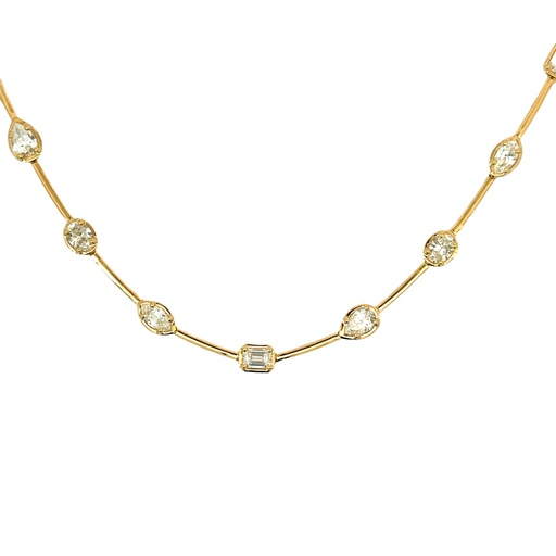 [8317-5] 18Kt Yellow Gold Mixed Shape Diamond Necklace 3.38cttw