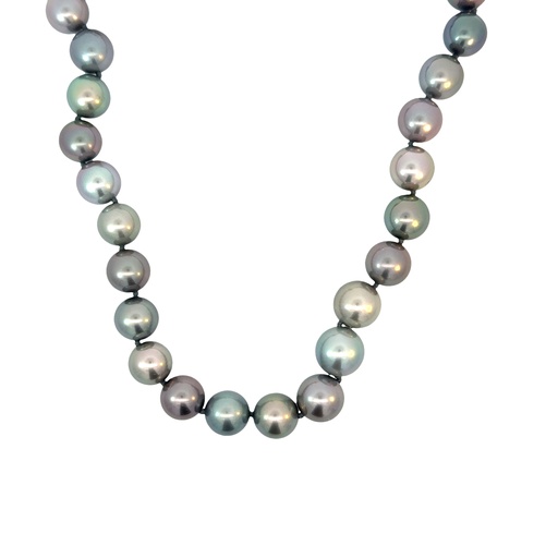 [TMN-6145] 18Kt White Gold Multi Colored Tahitian Pearl Strand 18"