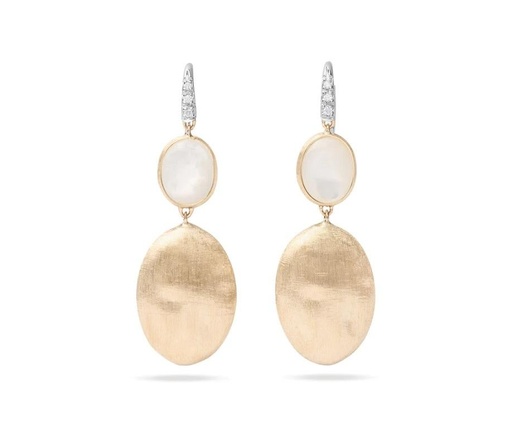 [OB1506-AB_MPW_YW_Q6] 18Kt Two Toned Siviglia Mother Of Pear Earrings With (6) Round Diamonds Weighing 0.04cttw