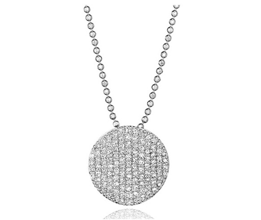 [N2003PDW] 14Kt White Gold Beaded Chain Infinity Necklace With (110) Round Diamonds Weighing 0.57cttw 