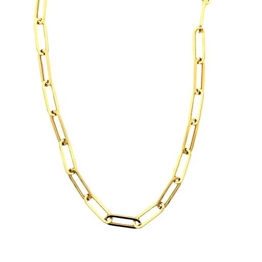 [PN27-Y] 14Kt Yellow Gold Paperclip Link Necklace 18"