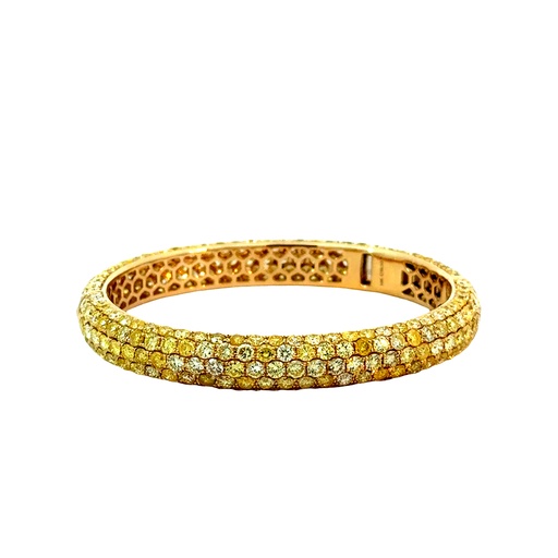 [F100-3455] 14Kt Yellow Gold Pave Bangle With Fancy Yellow Diamonds Weighing 19.50cttw